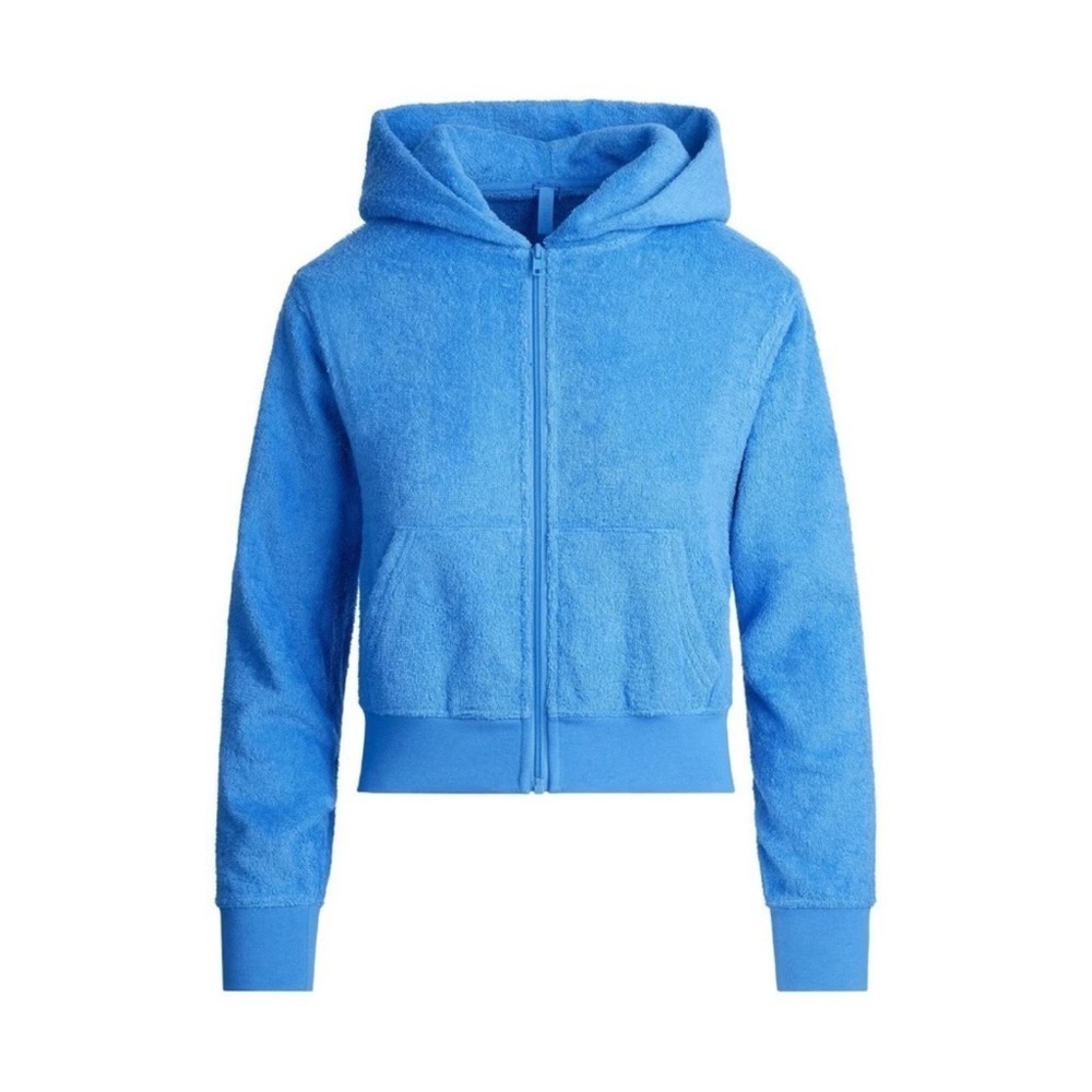 NWT SKIMS Terry cover up zip up hoodie in Tide women's size large RARE PIECE